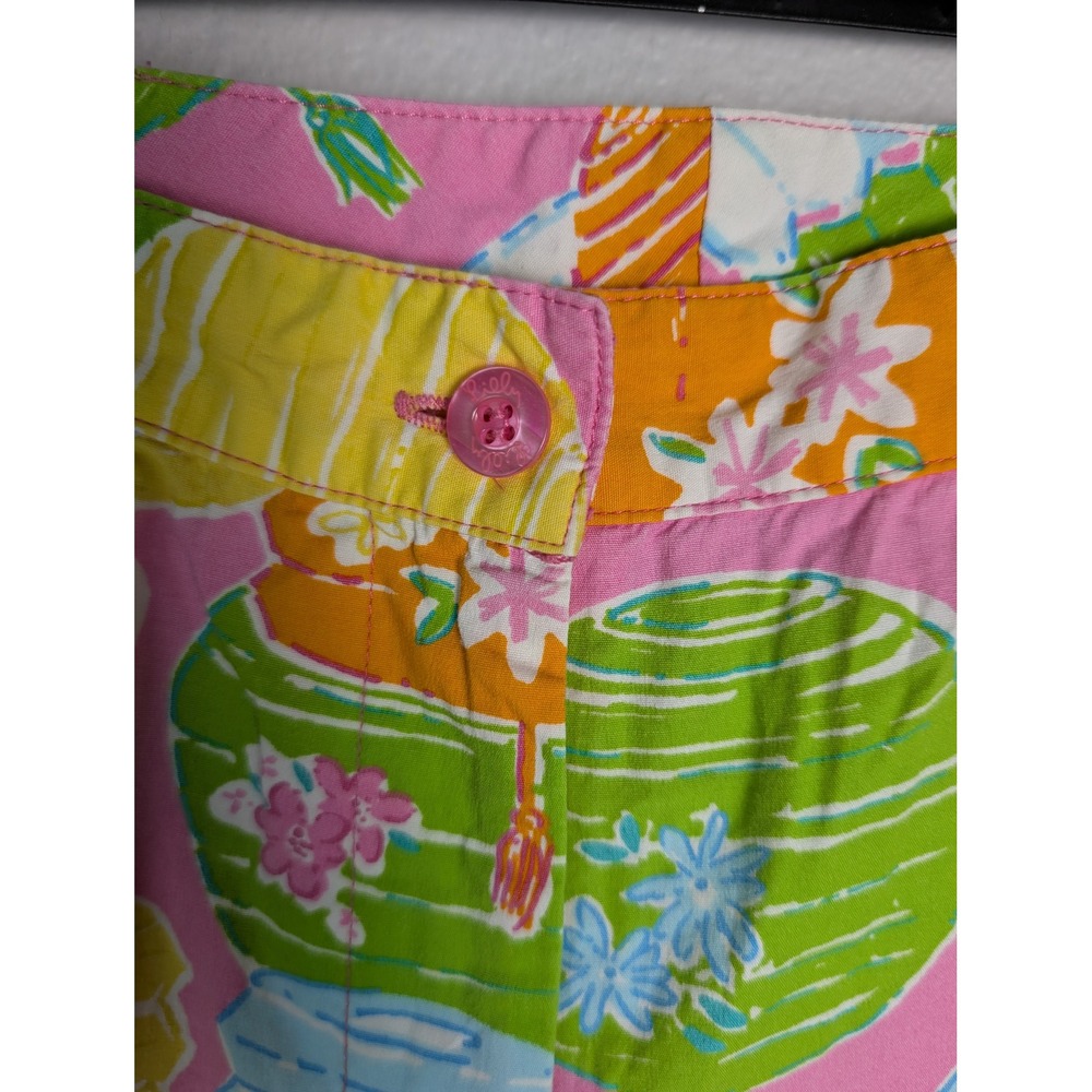 Lilly Pulitzer Pink Chinese Lantern Print Cropped Straight Leg Pants Womens 12 - Picture 5 of 8